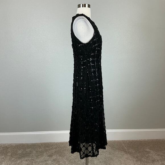 Alex Evenings Women's Cocktail Dress Size 8 Black Sequined Sleeveless Mid Sheath - Picture 3 of 14